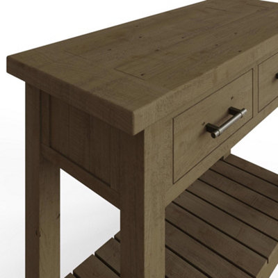 2 Drawer Console Table Solid Natural Reclaimed Pine
