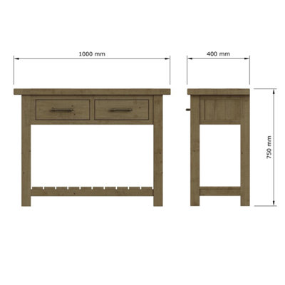 2 Drawer Console Table Solid Natural Reclaimed Pine