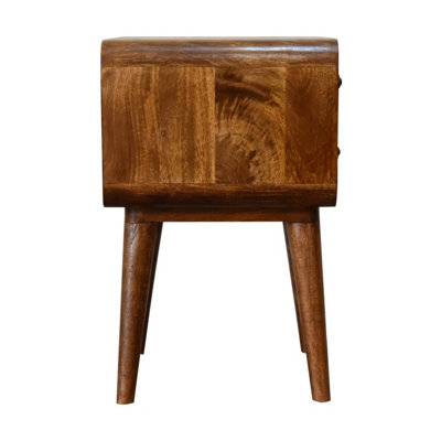2 Drawer Curved Chestnut Bedside