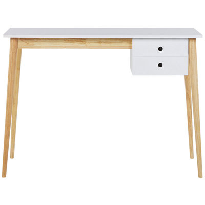 2 Drawer Home Office Desk 106 x 48 cm White with Light Wood EBEME