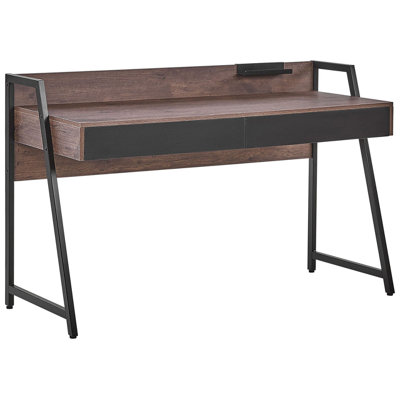 2 Drawer Home Office Desk 120 x 50 cm Dark Wood HARWICH