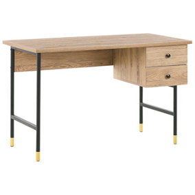 2 Drawer Home Office Desk 120 x 60 cm Light Wood ABILEN