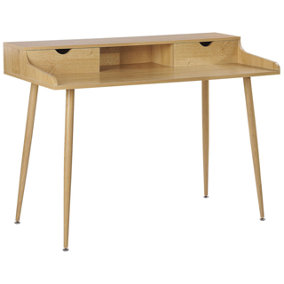 2 Drawer Home Office Desk with Shelf 120 x 60 cm Light Wood LENORA