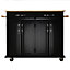 2 Drawer Kitchen Island Rolling Trolley Cart Storage Cabinet Shelves Cupboard with Rubber Wood Worktop Black