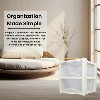 2 Drawer Large Plastic Storage Drawer Tower - Home, Offices and ...