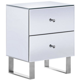 2 Drawer Mirrored Bedside Table NESLE