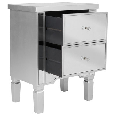 2 Drawer Mirrored Bedside Table TIGY