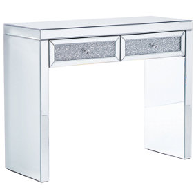 2 Drawer Mirrored Console Table Silver TILLY
