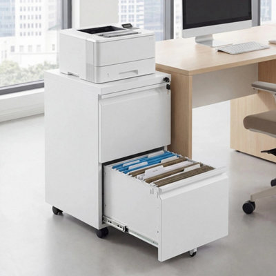 2-Drawer Mobile File Cabinet White