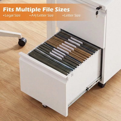 2-Drawer Mobile File Cabinet White