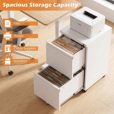 2-Drawer Mobile File Cabinet White