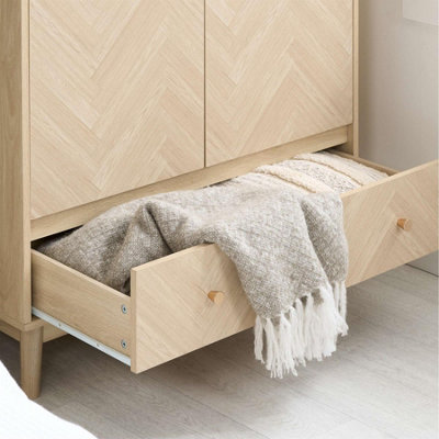 2 Drawer Oak Brown Wooden Bedside Birlea Herringford