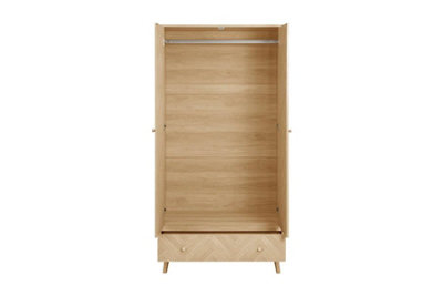 2 Drawer Oak Brown Wooden Bedside Birlea Herringford