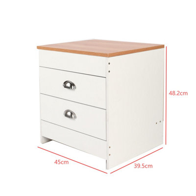 2 Drawer Side Table White & Pine