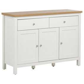2 Drawer Sideboard White and Light Wood ATOCA