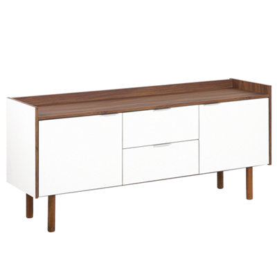 2 Drawer Sideboard White with Dark Wood MADERA