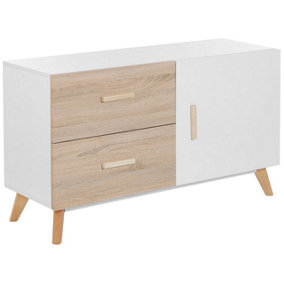 2 Drawer Sideboard White with Light Wood FILI