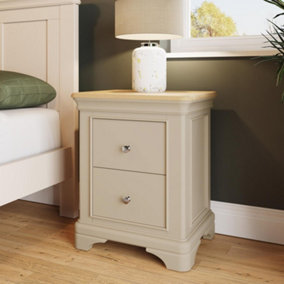 2 Drawer Solid Oak Bedside Table Chest Putty Ready Assembled