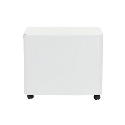 2 Drawer White Curved Metal Under Desk Mobile Pedestal Unit Filing Cabinet - Fully Assembled