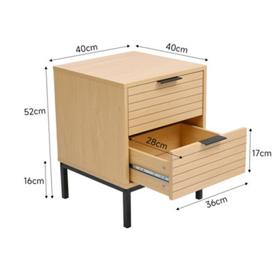 2 Drawer Wooden Bedside Table Nightstand Bedside Chest of Drawer