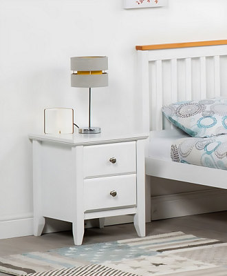 2 Drawers Bedside with Satin white finish
