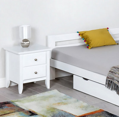 2 Drawers Bedside with Satin white finish