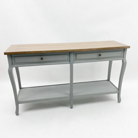 2 Drawers Console Table - Wooden - L40 x W140 x H80 cm - Grey