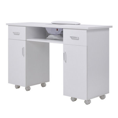 Foldable white manicure nail table station desk with plastic pull out deals drawer