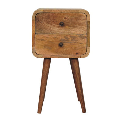 2 Drawers Mini Oak-ish Curved Bedside