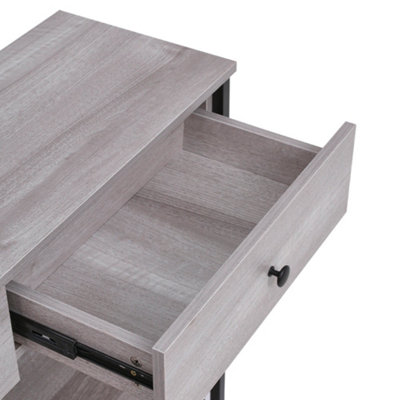 2 Drawers Narrow Console Table Sofa Couch Side Table with 2 Storage Shelves for Entryway Hallway