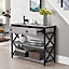 2 Drawers Narrow Console Table Sofa Couch Table with 2 Storage Shelves for Entryway Hallway