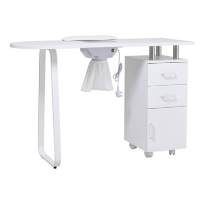 2 Drawers Wooden Nail Table Station Manicure Tech Desk with Dust Collector