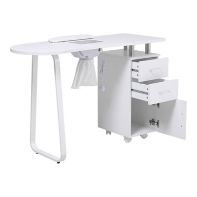 2 Drawers Wooden Nail Table Station Manicure Tech Desk with Dust Collector