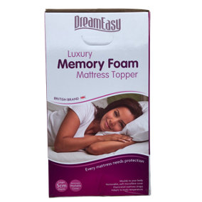 2" DreamEasy Double Bed Memory Foam Mattress Topper. With Removable Cover & Elasticated Corners