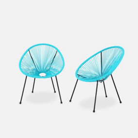 2 Egg designer string chairs - PVC designer string chairs - Acapulco - Blue