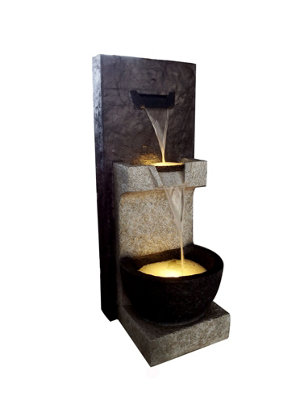 2 Fall Cascade Contemporary Mains Plugin Powered Water Feature