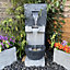 2 Fall Cascade Contemporary Water Feature - Mains Powered - Resin - L35 x W38 x H91 cm