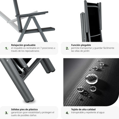 2 folding aluminium garden chairs - anthracite