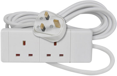 2 Gang 13A Mains Extension Lead 2.0m