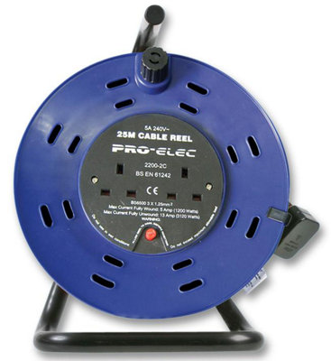 2 Gang 25m Cable Reel 5A Twin Socket Extension Lead