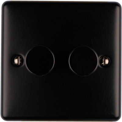 BG Electrical Nexus Flatplate Screwless Black Nickel 400W 2 Gang 2 Way Dimmer Switch - View #3