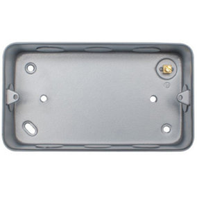 2 Gang 40mm Surface Mount METAL CLAD Back Box Switches & Sockets Rounded Earth