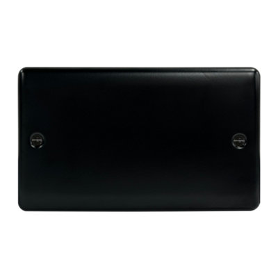 2 Gang Blank Plate Matt Outlets Black