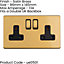 2 Gang Double DP 13A Switched UK Plug Socket SCREWLESS SATIN BRASS Wall Power