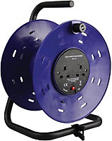 2 Gang Empty Cable Reel Drum, Freestanding Storage Stand Tidy, for up to 50m Lead