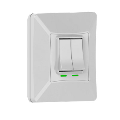 2 Gang Self Powered Wireless Grid Switch with Backplate White Finish ...