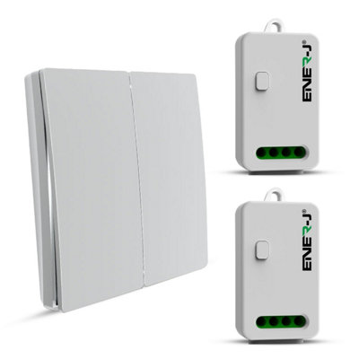 2 Gang Wireless Kinetic Switch, Silver + 2 units of 500W RF Receiver Price Comparisons | Compare The Build