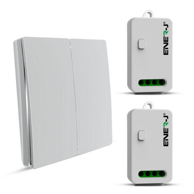 2 Gang Wireless Kinetic Switch, Silver + 2 units of 500W RF Receiver