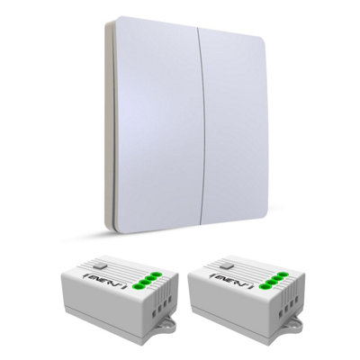 2 Gang Wireless Kinetic Switch (white body) + 2 x 500W RF Receiver