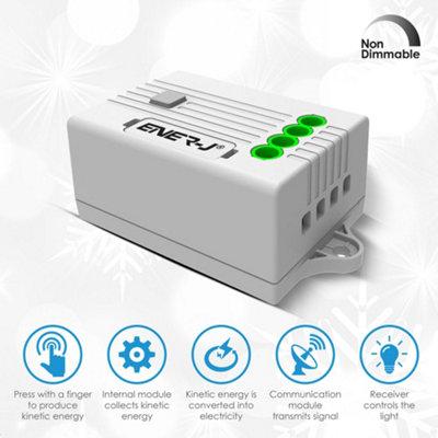 2 Gang Wireless Switch White + 2 ways, 5A x 2 600W RF Receiver for Non Dimmable Switch